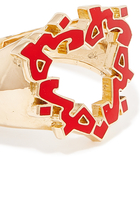 Heart Shape Red-Enamel Hobb Ring